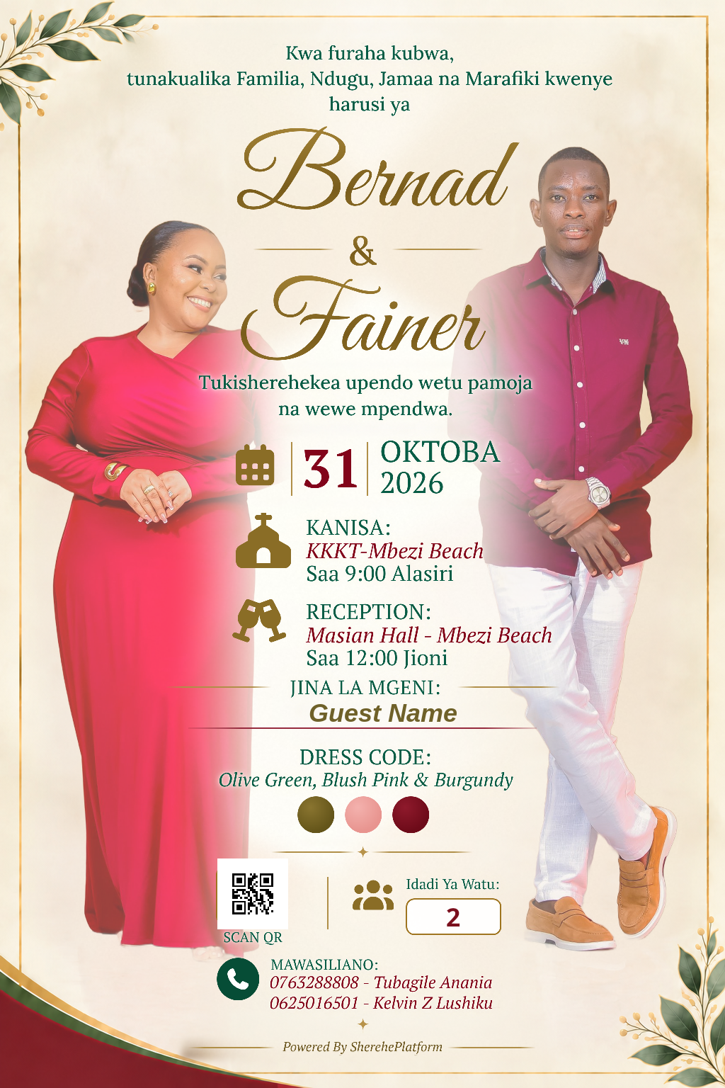 Elegant Burgundy and Gold Wedding Invitation 